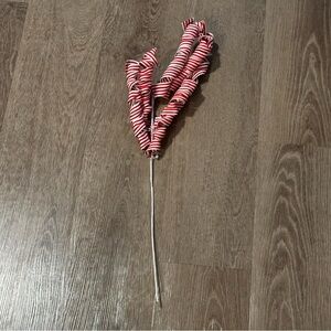 Red and White Striped Decorative Pick